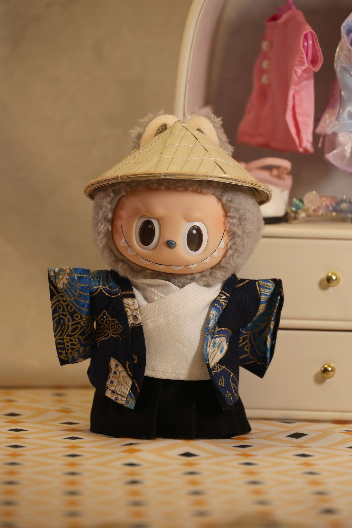 The Midnight Ronin Navy Haori Set for Labubu