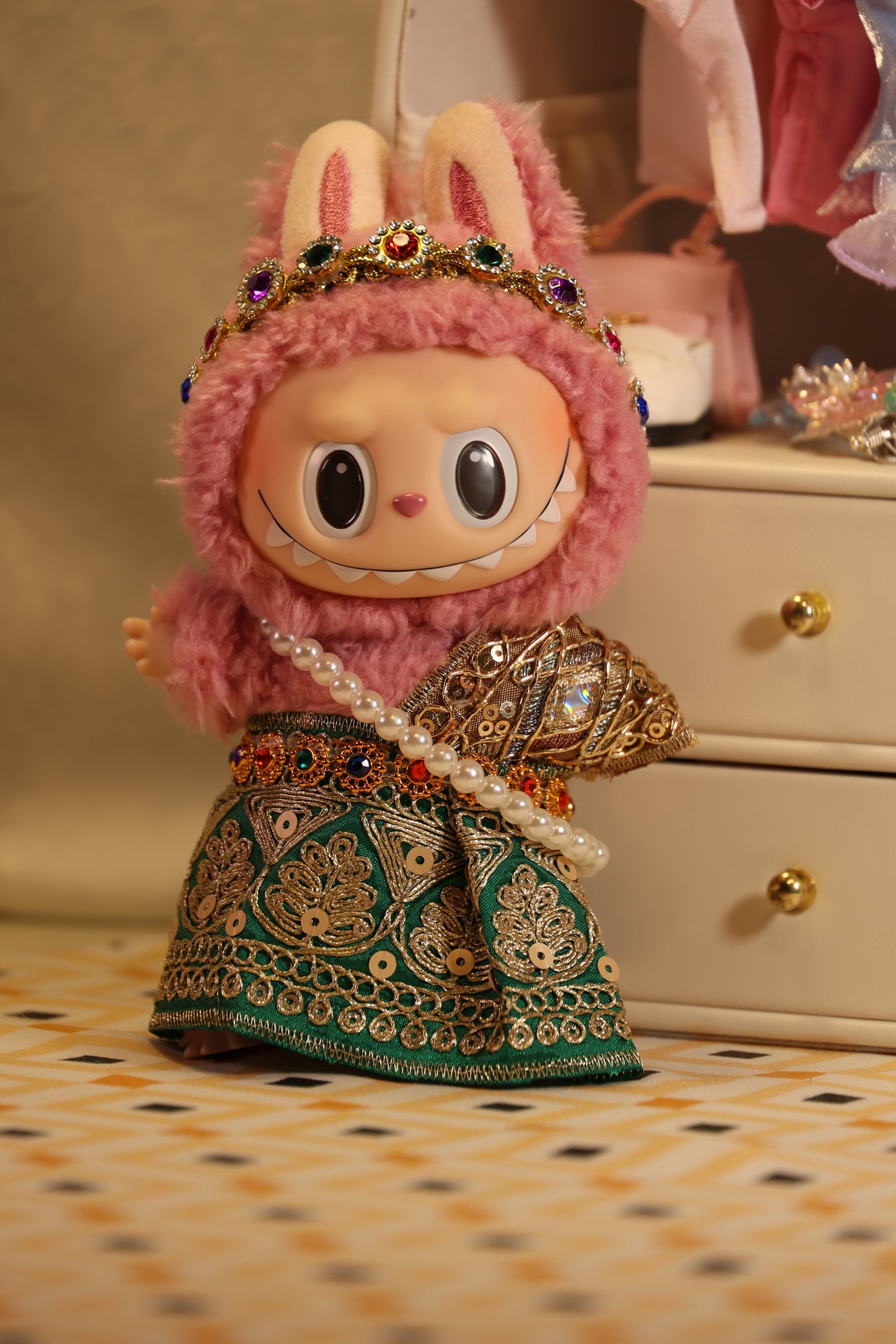 The Emerald Forest Green Chut Thai Set for Labubu