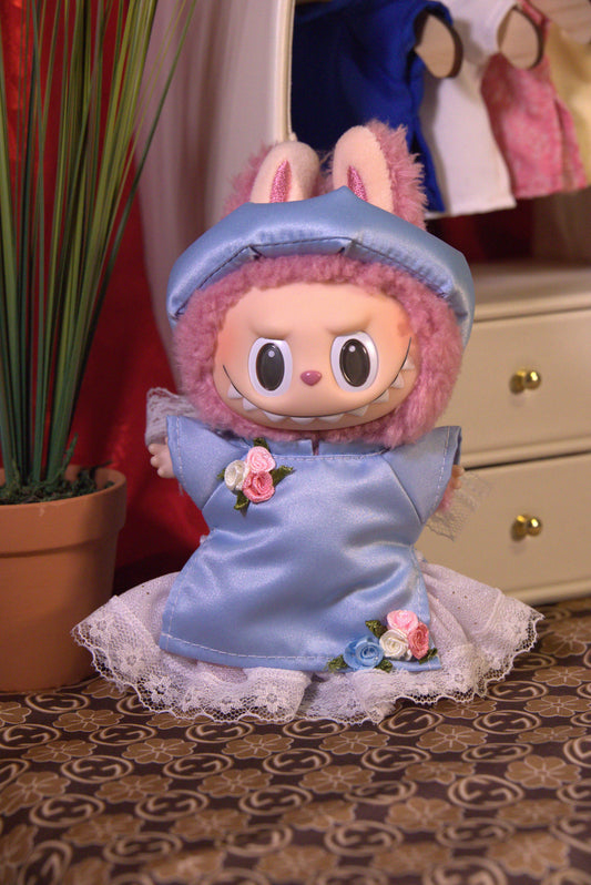 The Blue Spring Blossom Mini Áo Dài Set for Labubu