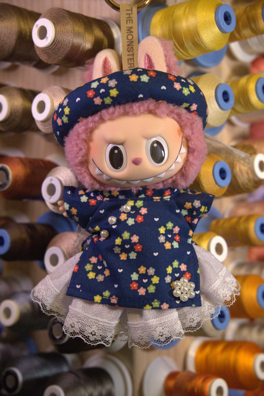 The Starry Blue Mini Áo Dài Set for Labubu