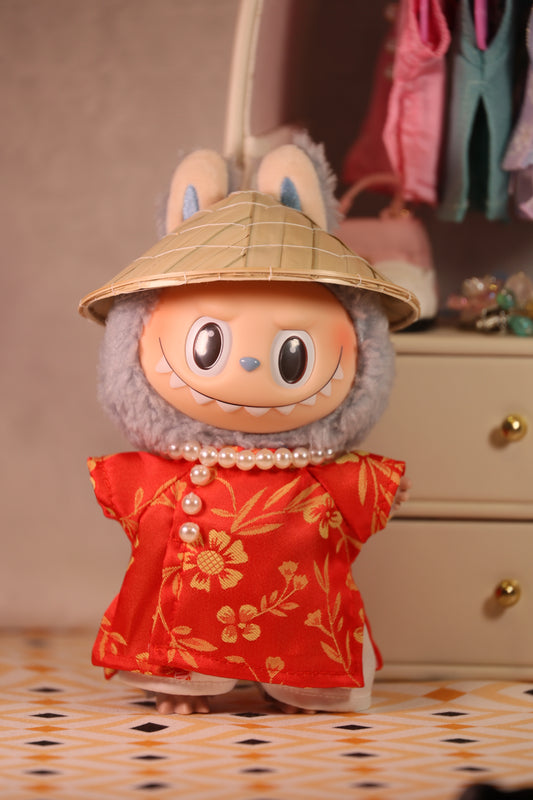 The Golden Ember Brocade Miniature Ao Dai Set