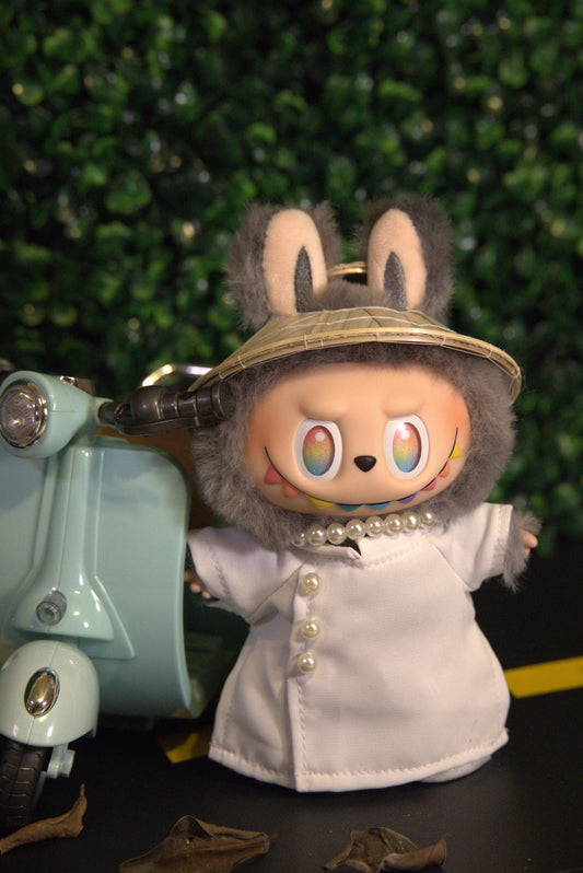 Pure White Mini Áo Dài Set for Labubu