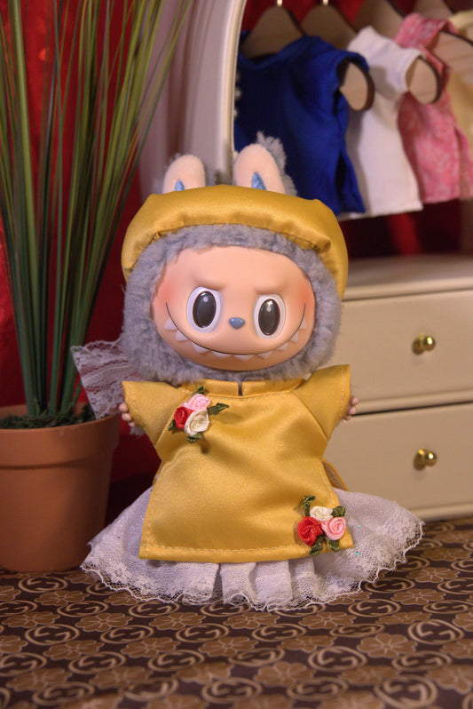 The Yellow Spring Blossom Mini Áo Dài Set for Labubu